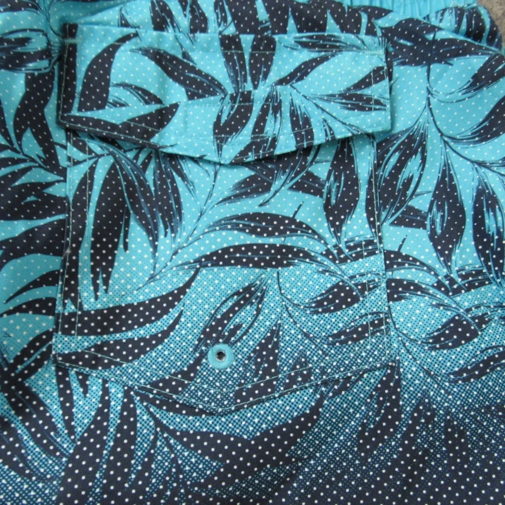 Club Room Swim‎ Trunks Shorts Blue Floral Print XXL Polyester Mesh Lined